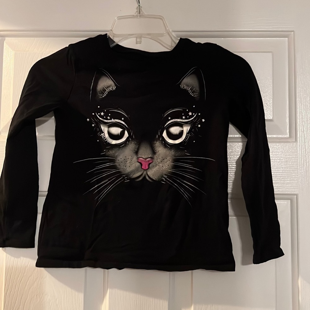 Girls long sleeve cat shirt 7/8